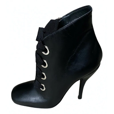 Pre-owned Ermanno Scervino Leather Ankle Boots In Black