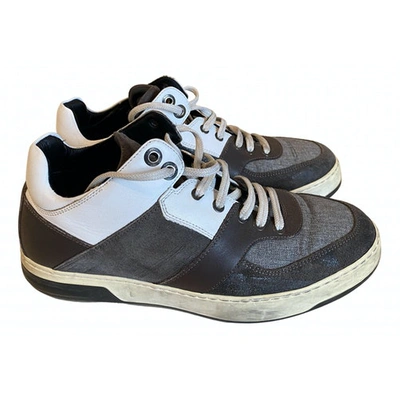 Pre-owned Ferragamo Leather High Trainers In Grey