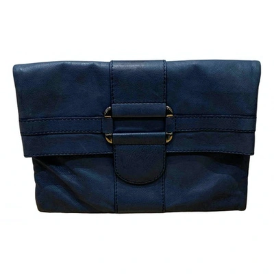Pre-owned Alexander Mcqueen Leather Clutch Bag In Blue