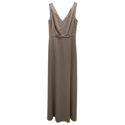 Pre-owned Kay Unger Maxi Dress In Beige