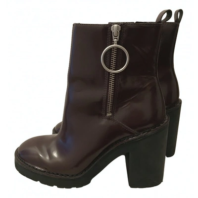 Pre-owned Allsaints Leather Ankle Boots In Burgundy