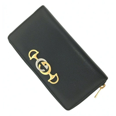Pre-owned Gucci Zumi Leather Wallet In Black