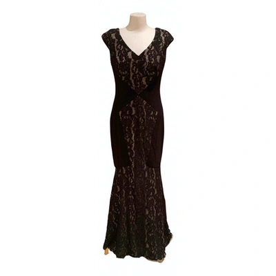 Pre-owned Theia Lace Maxi Dress In Black