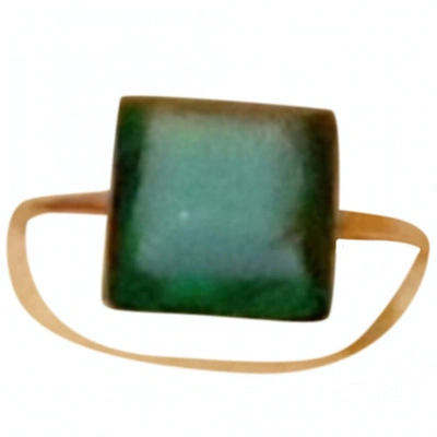 Pre-owned Fendi Sta Green Metal Ring