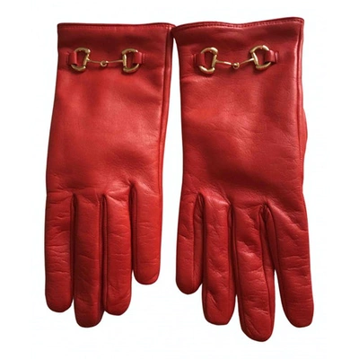 Pre-owned Gucci Red Leather Gloves