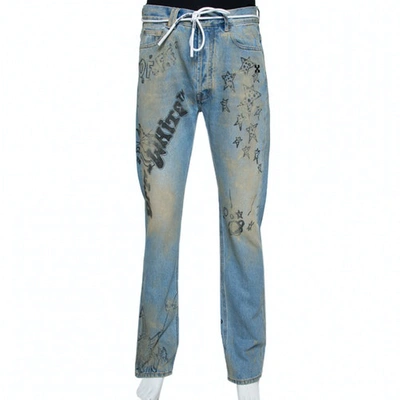 Pre-owned Off-white Blue Denim - Jeans Trousers