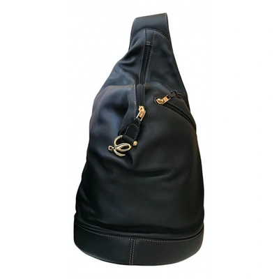 Pre-owned Loewe Leather Backpack In Black