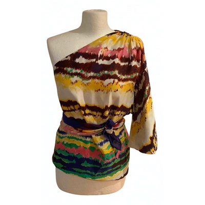 Pre-owned Halston Heritage Silk Blouse In Multicolour