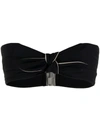 SAINT LAURENT COTTON BI-COLOUR BOW BIKINI TOP