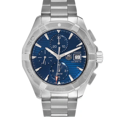 Pre-owned Tag Heuer Blue Stainless Steel Aquaracer Cay2112 Men's Wristwatch 43 Mm