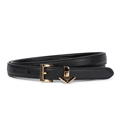 Prada Saffiano Leather Belt In Black