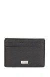 Hugo Boss Italian Leather Card Holder With Money Clip In Black
