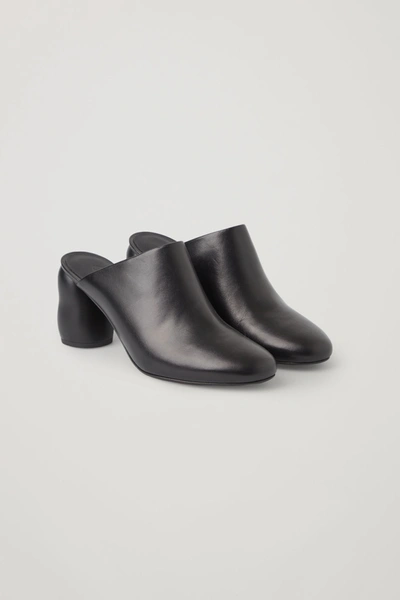 Cos Heeled Leather Mules In Black