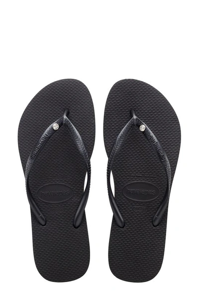 Havaianas Slim Crystal Flip Flop In Black