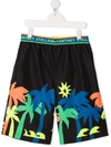 Stella Mccartney Teen Palm-tree Print Swimming Shorts In Black