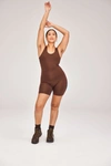 Girlfriend Collective Brown Bike Unitard In Multicolor