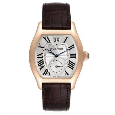 Pre-owned Cartier Silver 18k Rose Gold Tortue W1556234 Men's Wristwatch 48 X 38 Mm