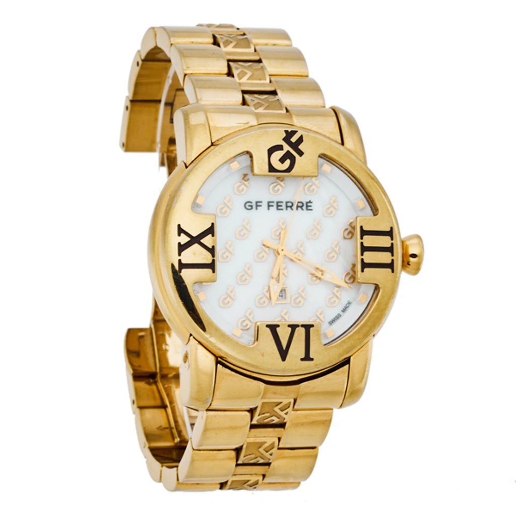 Pre-owned Gianfranco Ferre Gf Ferre Mother Of Pearl Gold Plated
