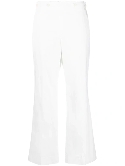 Maison Margiela Contrast-stitching Cotton Trousers In Pink