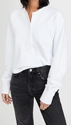 Marissa Webb So Uptight French Terry Plunge Henley Sweatshirt In White