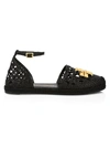Tory Burch Women's Eleanor Woven Leather D'orsay Espadrille Sandals In Perfect Black