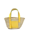 Loewe Mini Leather-trimmed Woven Basket Bag In Yellow