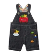 MIKI HOUSE EMBROIDERED DENIM DUNGAREES,16283313
