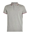 Moncler Tricolour-trim Polo Shirt In Light Grey