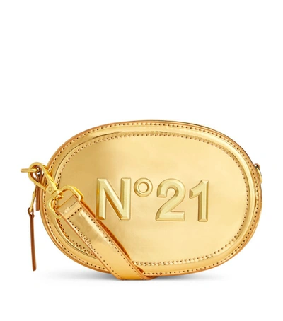 N°21 Kids' Metallic Embossed Logo Belt Bag In Gold