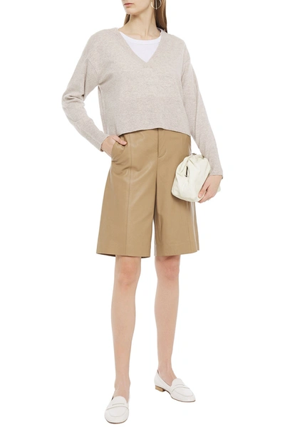 N•peal Cropped Mélange Cashmere Jumper In Ecru