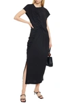 Totême Calvello Ruched Crepe Maxi Dress In Black