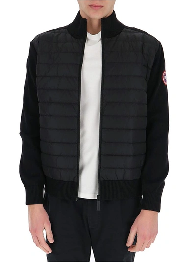 Canada Goose Hybridge Slim Fit Down Front Knit Jacket In Black