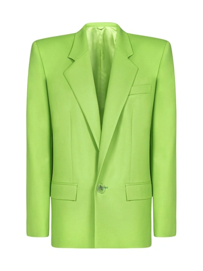 Attico Padded-shoulder Single-breasted Blazer In Green