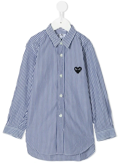 Comme Des Garçons Play Babies' Striped Cotton Shirt In Blue