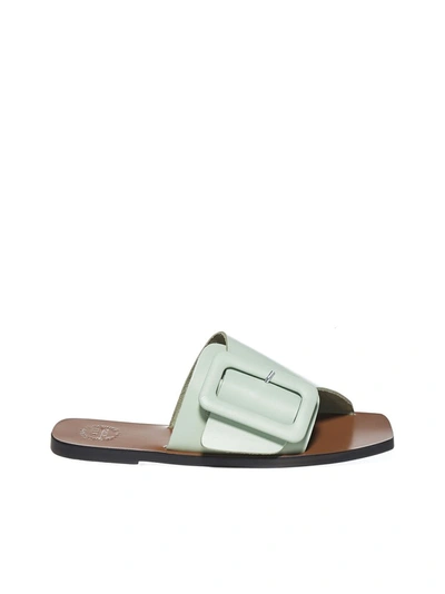 Atp Atelier Ceci Leather Flat Sandals In Mint