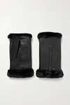 AGNELLE BARBARA FAUX FUR-LINED LEATHER WRIST WARMERS