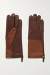 AGNELLE YAELLE TOPSTITCHED TWO-TONE LEATHER GLOVES
