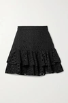 Charo Ruiz Natalie Tiered Broderie Anglaise Cotton-blend Mini Skirt In Black