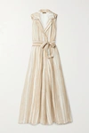 Cult Gaia Sybil Striped Linen And Silk-blend Jumpsuit In Beige
