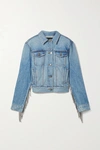 VERONICA BEARD KINLEY CRYSTAL-EMBELLISHED FRINGED DENIM JACKET