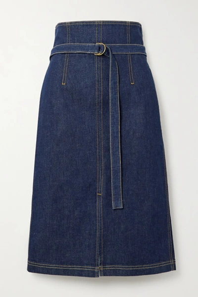 Philosophy Di Lorenzo Serafini Contrast Stitching Denim Skirt In Blue