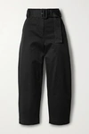 Proenza Schouler White Label Belted Cropped Cotton-blend Twill Straight-leg Pants In Black