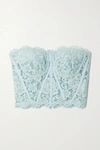 DOLCE & GABBANA STRAPLESS GROSGRAIN-TRIMMED CORDED LACE BUSTIER TOP