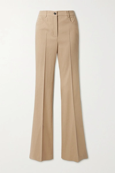 Akris Farid Cotton-blend Bootcut Trousers In Cardboard