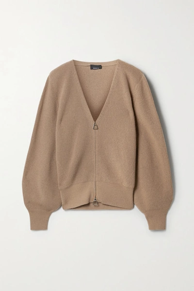 Akris Ribbed Cashmere Cardigan In Sand
