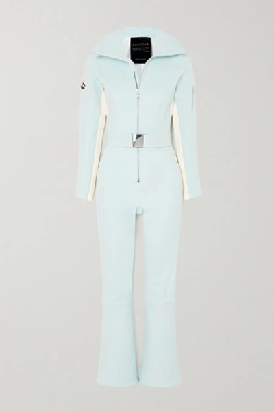 Cordova Signature Over The Boot Belted Striped Ski Suit In Blue