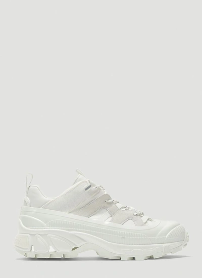 Burberry Arthur Sneakers In Technical Nylon And Suede In Off White