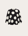 Valentino Cape-effect Polka-dot Silk-georgette Blouse In Black/ivory