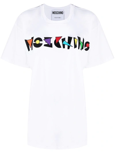 Moschino Logo-print Oversized Cotton T-shirt In White