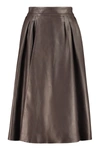 DOLCE & GABBANA LEATHER FULL SKIRT,11689798